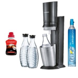 SodaStream Crystal Megapack black/metal inkl. 3 Glaskaraffen + 1 Stk. Cola-Mix